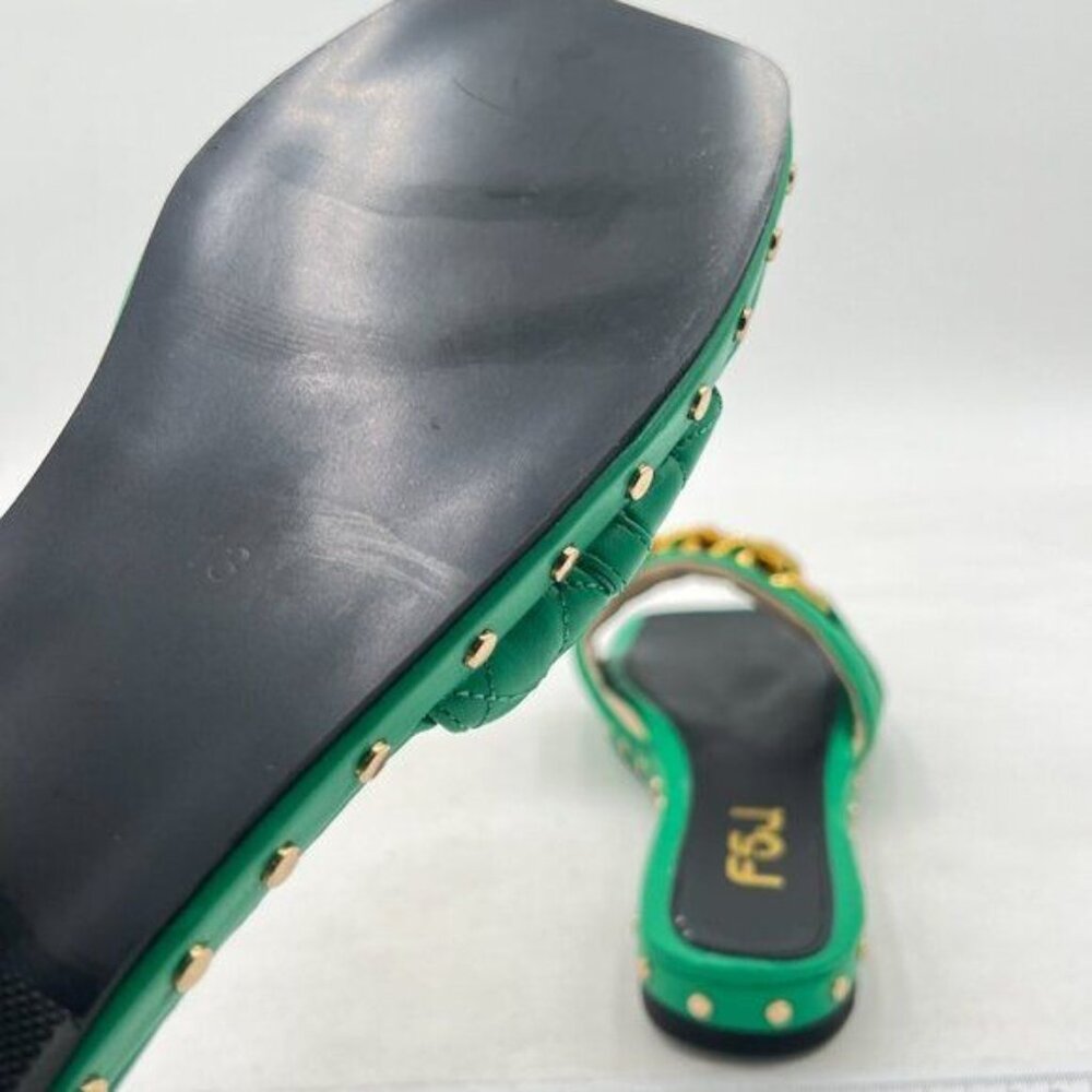 FSJ Green Women Sexy Square Open Toe Comfortable Flat Thick Sole Cushion Sandals - Picture 6 of 8